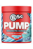 BSc Pump non stim pre-workout supplement container for blue sour straps flavour