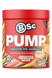 BSc Pump non stim pre-workout supplement container for orange sherbert flavour