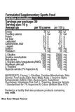 Nutrition information label for PUMP Non Stim Pre-Workout product