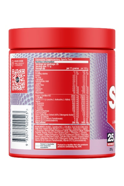 BSc Shred Energy Hydrate 275g ingredients