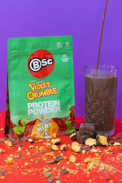 violet crumble protein powder choc mint flavour